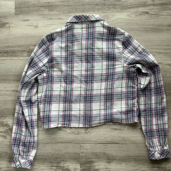 Vans Women’s Box Car Cropped Flannel Button Down Size XL - Picture 9 of 10